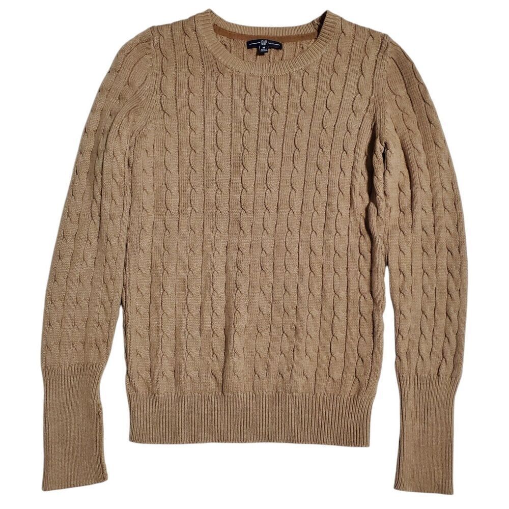 Gap Cableknit Sweater Size M Classic Angora Blend Tan Neutral Womens